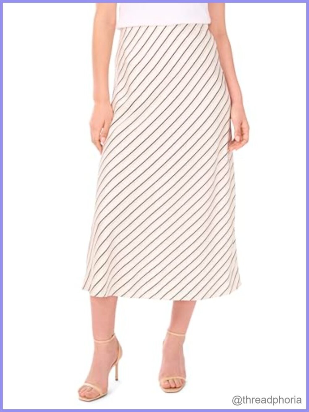 Vince Camuto Striped Bias Skirt A-Line High Rise Polyester